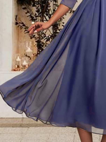 Elegant Plain Lace Panel Slim Fit Prom Dress