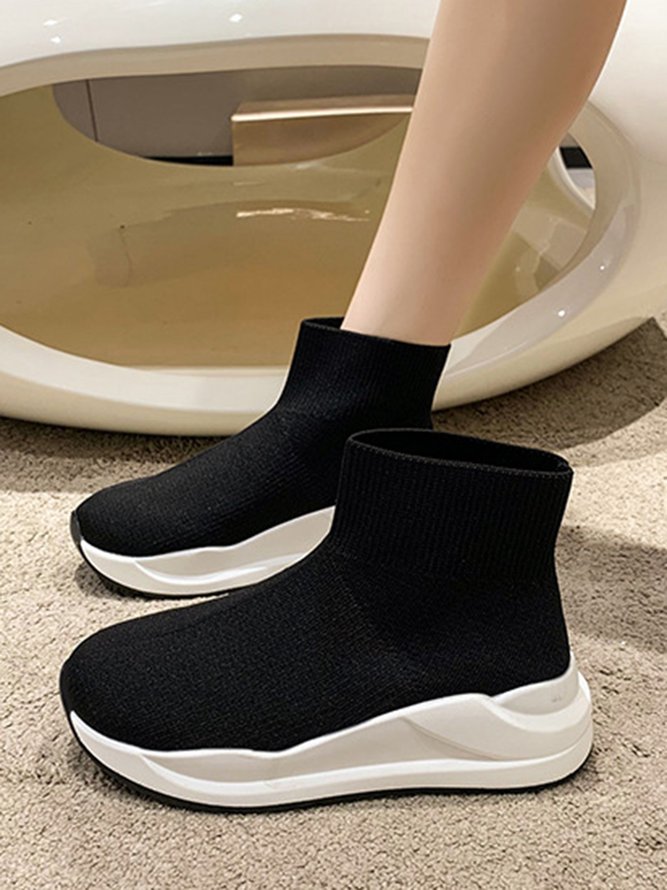 Lightweight Soft Sole Platform Flyknit Mesh Sneaker Booties