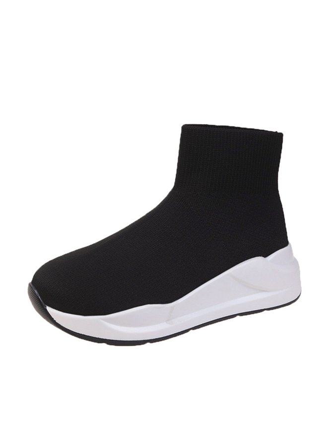 Lightweight Soft Sole Platform Flyknit Mesh Sneaker Booties