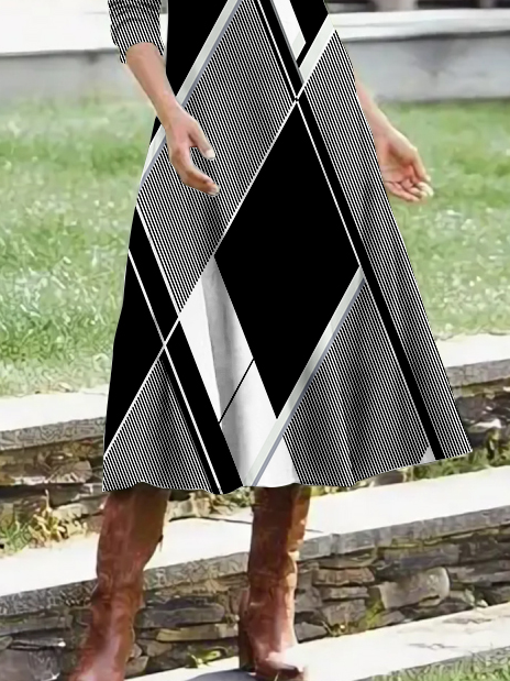 Geometric Casual Regular Fit Dress