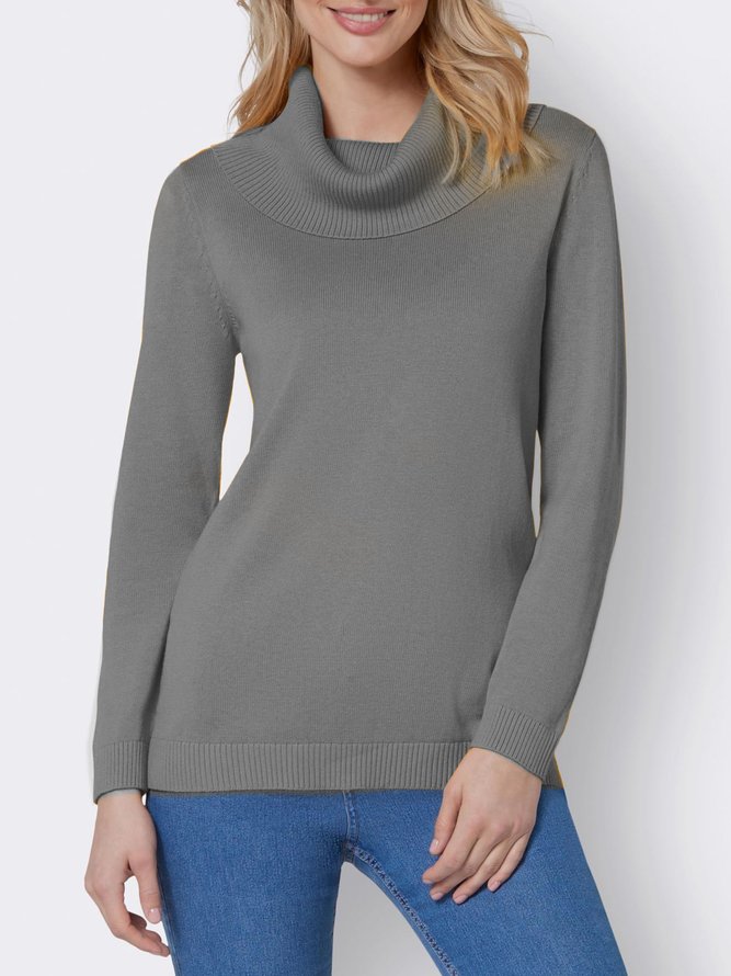 Urban Plain Half Turtleneck Button-Down Pullover Sweater