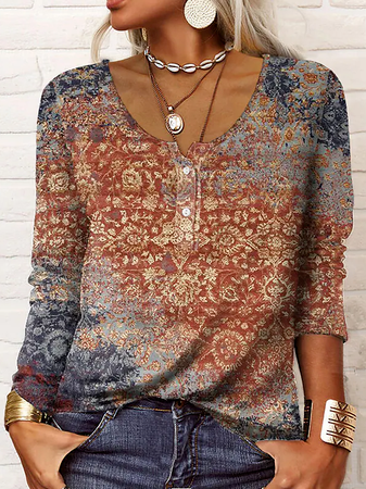 Cotton-Blend Ethnic Loose Top