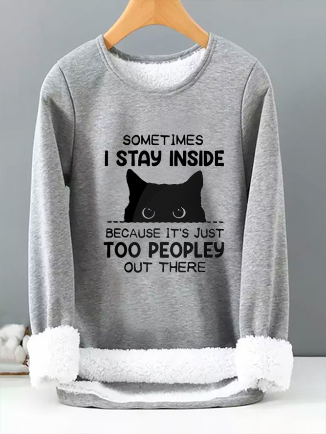 Loose Crew Neck Cat Sweatshirt