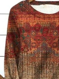 Ethnic Floral Fleece Warm Sweater