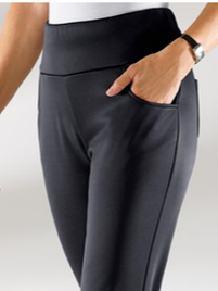 Women Fleece Warm Elastic Waist Casual Basic Black Pants