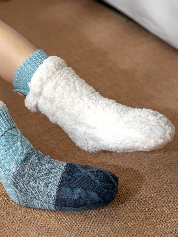 Casual Home Gradient Coral Fleece Floor Socks Pile Pile Socks Autumn Winter Thickening Warm Accessories