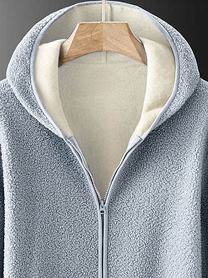 Loose Casual Fluff/Granular Fleece Fabric Hoodie Teddy Jacket