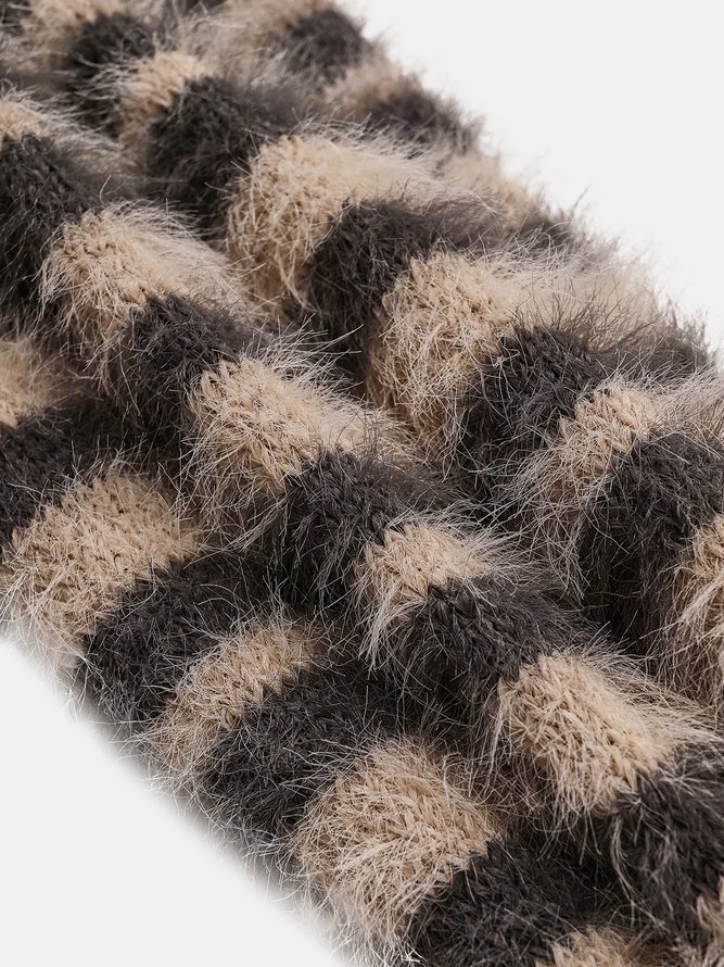 3D Wool Cat Pattern Plush Patchwork Long Scarf Casual Vintage Outdoor Accessories