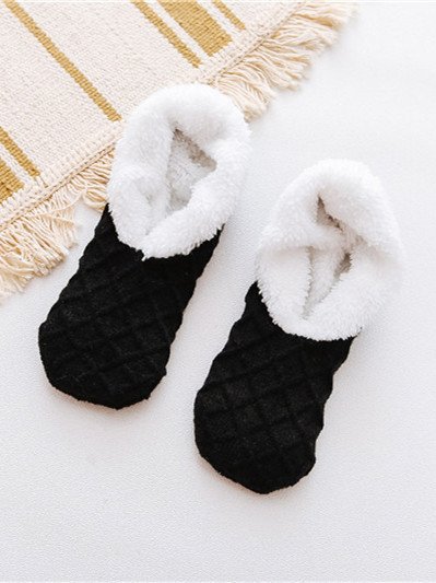 Woolen Twist Pattern Coral Fleece Socks Floor Socks Autumn Winter Warm Accessories