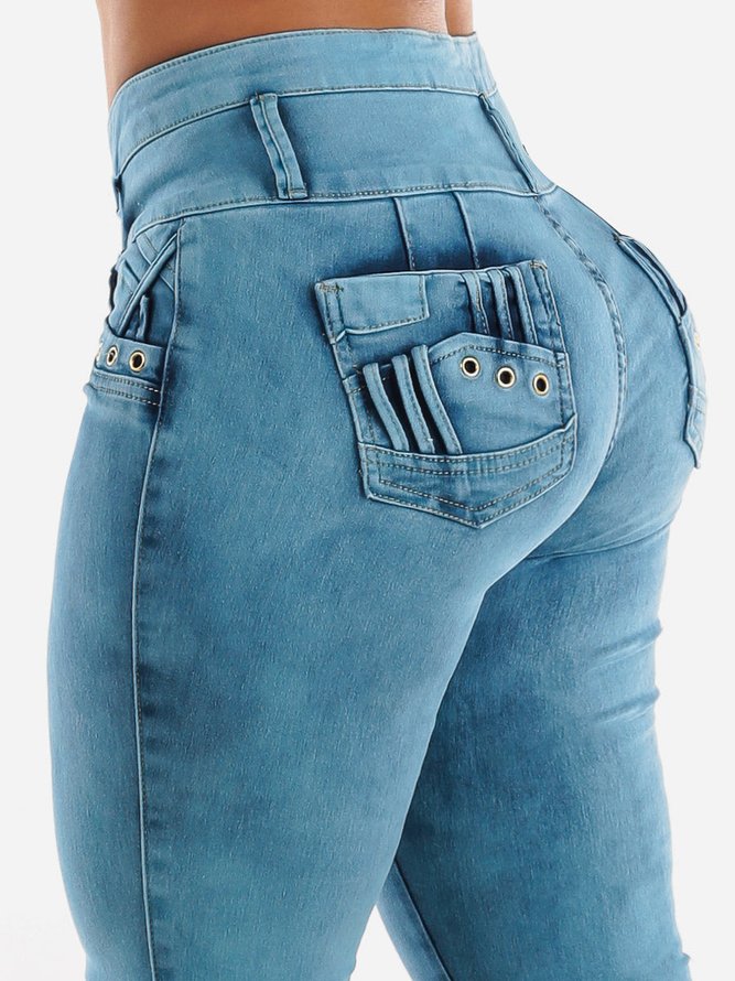 Casual Plain Regular Fit Jeans