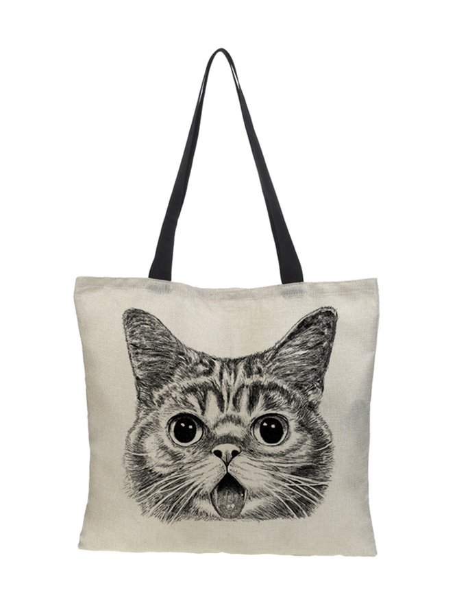 Cat Canvas Shopper Tote Bag