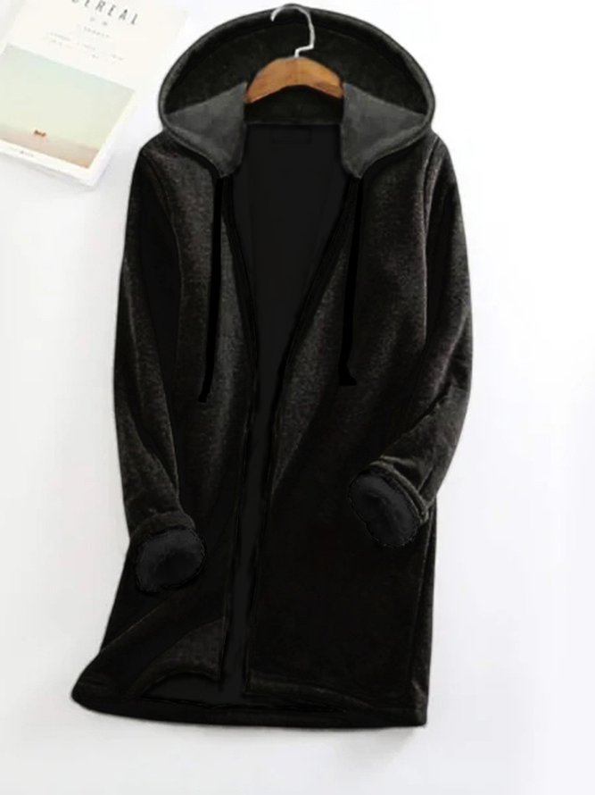 Women's Casual Hooded Fleece Thermal Zip Up Jacket