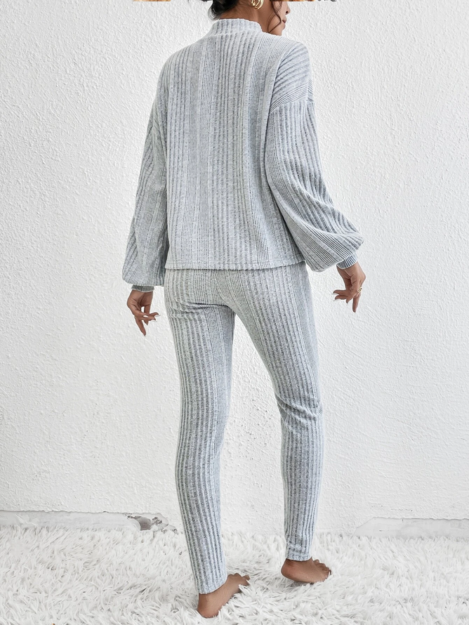 Regular Fit Cotton-Blend Casual Plain Two-Piece Set