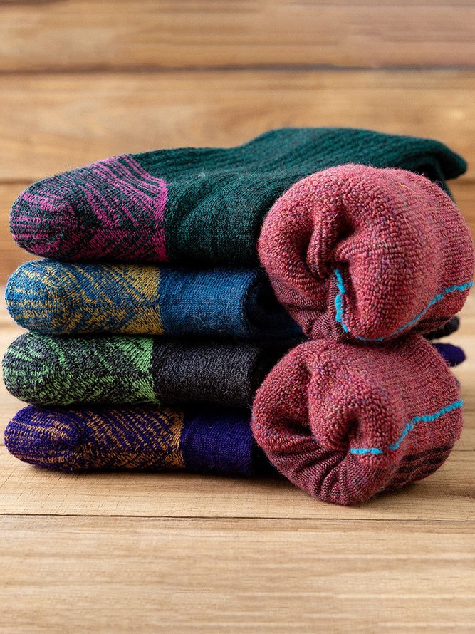 Casual Gradient Wool Socks Autumn Winter Thickened Warm Accessories