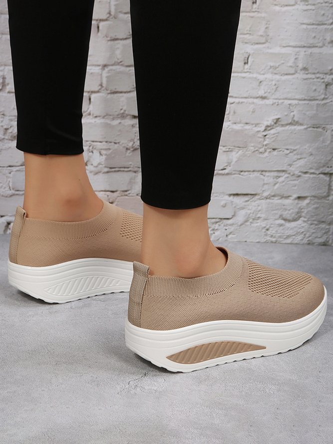 Breathable Lightweight Soft Sole Flyknit Platform Sneakers