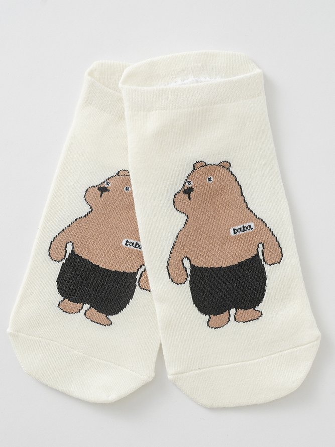 Casual Fun Cartoon Animal Pattern Cotton Socks Daily Commuting Outdoor Accessories