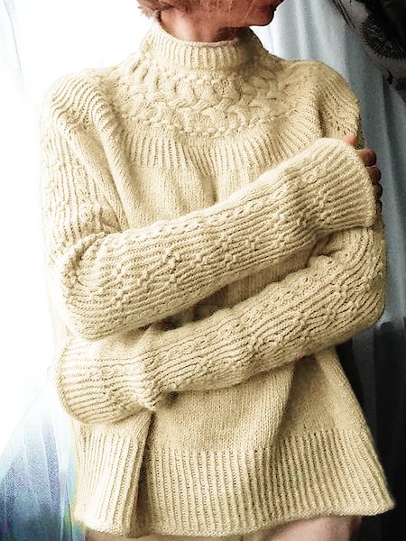 Knitted Plain Casual Sweater
