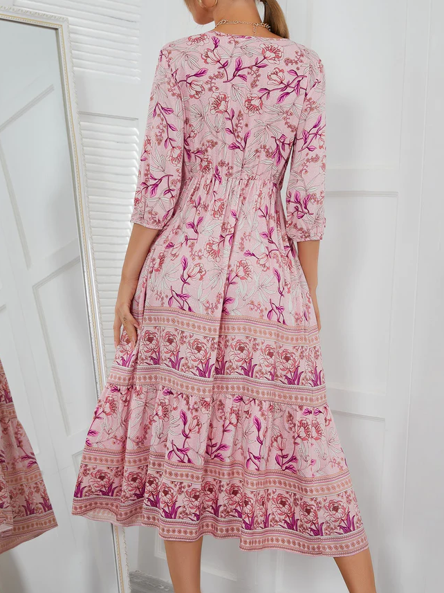 Loose Cotton-Blend Vacation Dress