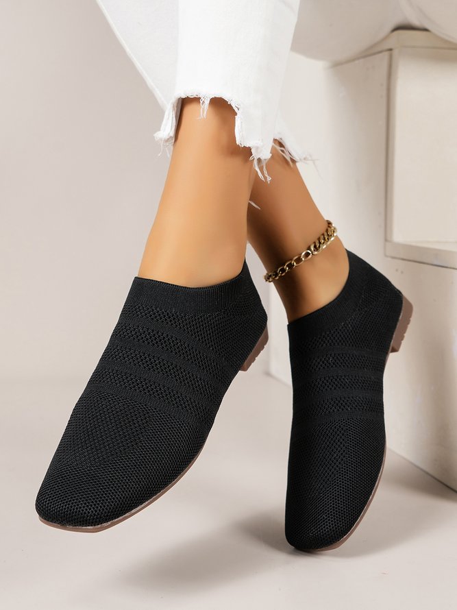 Breathable Mesh Fabric Soft Sole Lace-up Decor Flat Shoes