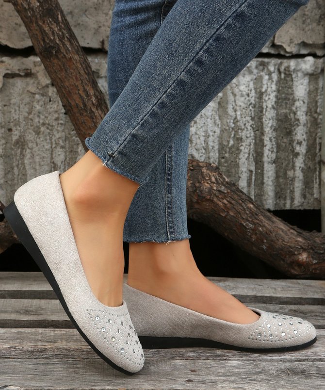 Plus Size Rhinestone Casual Flat Shoes