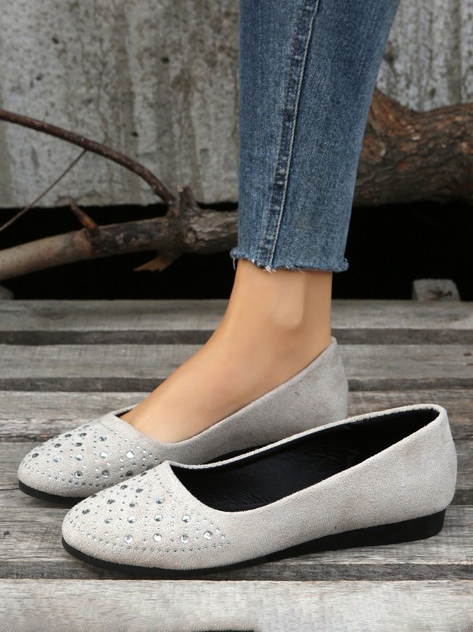 Plus Size Rhinestone Casual Flat Shoes