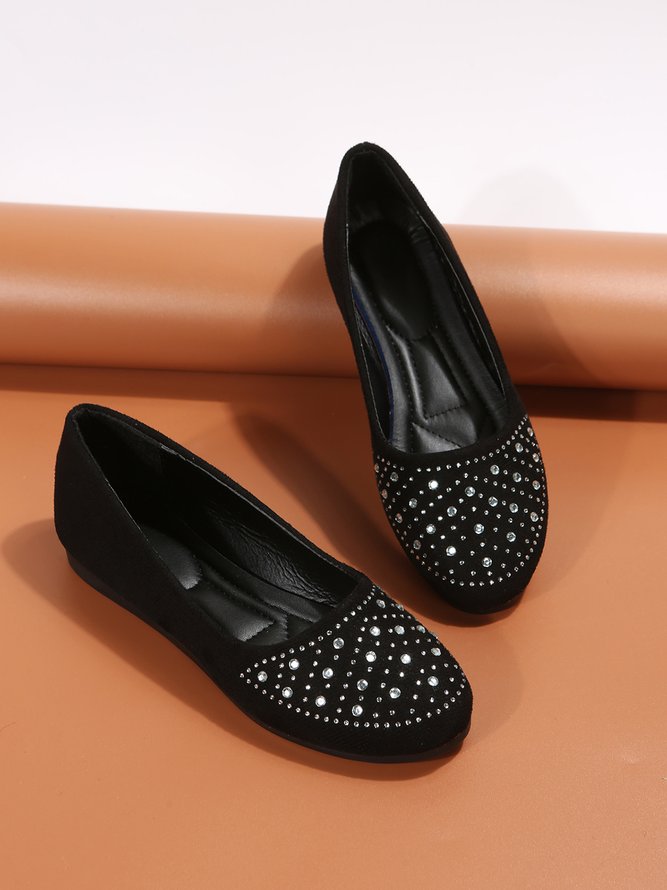 Plus Size Rhinestone Casual Flat Shoes