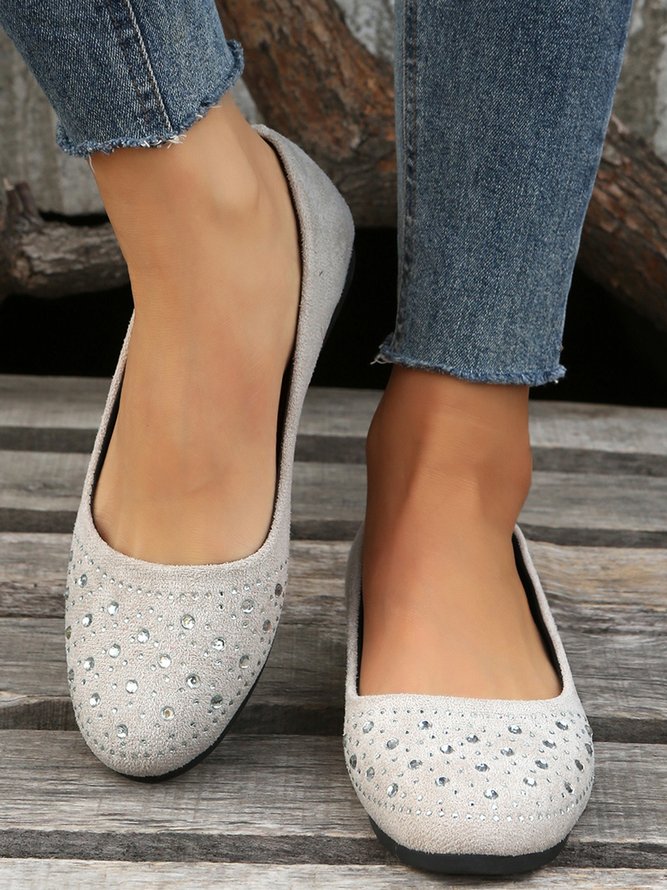 Plus Size Rhinestone Casual Flat Shoes
