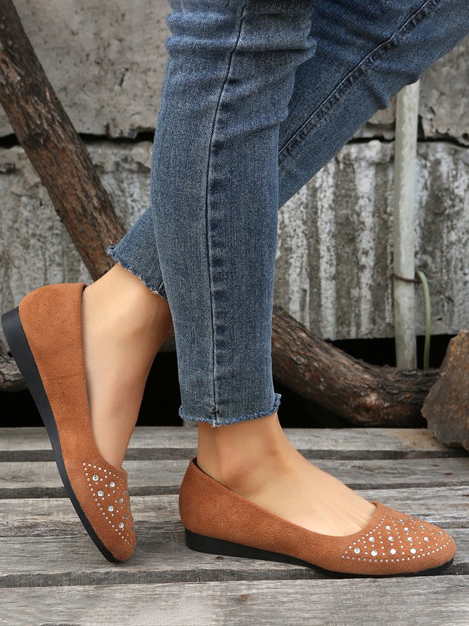 Plus Size Rhinestone Casual Flat Shoes
