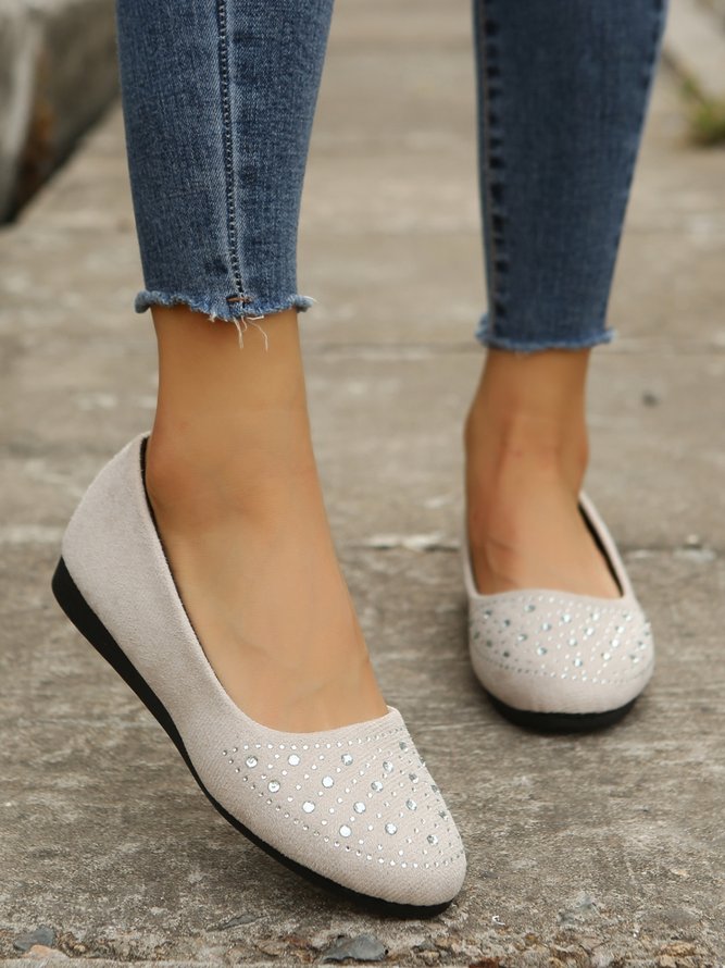 Plus Size Rhinestone Casual Flat Shoes