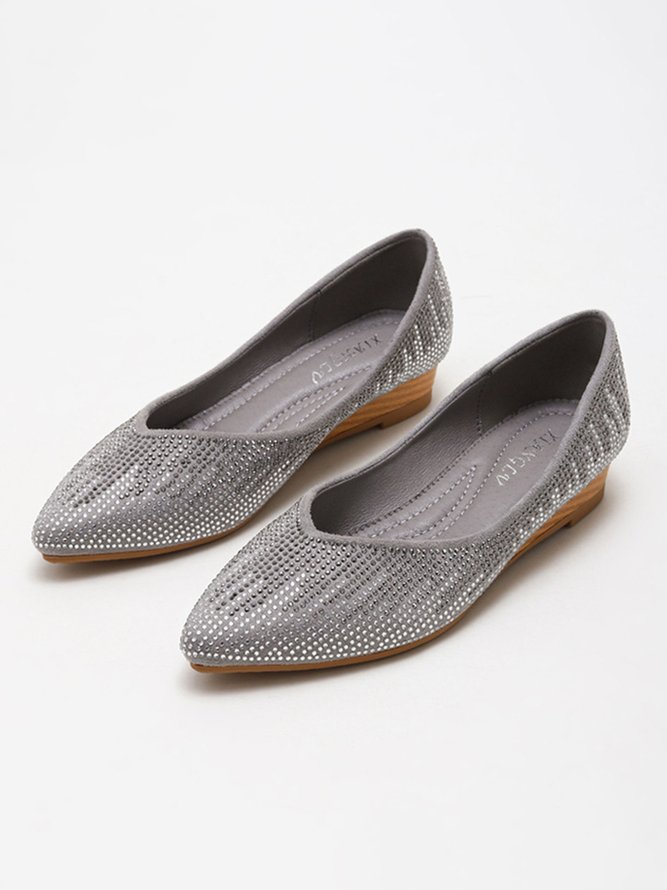 Women's Shining Rhinestone Party Slip On Flat Shoes