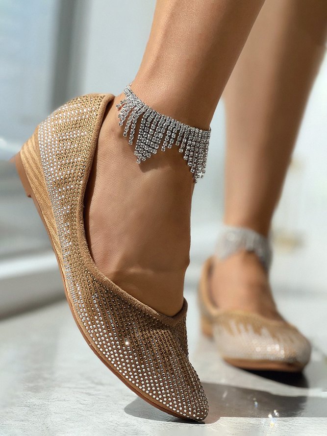 Women's Shining Rhinestone Party Slip On Flat Shoes