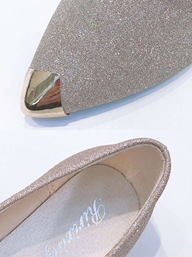Glitter Pearls Decor Wedding Party Flat Shoes