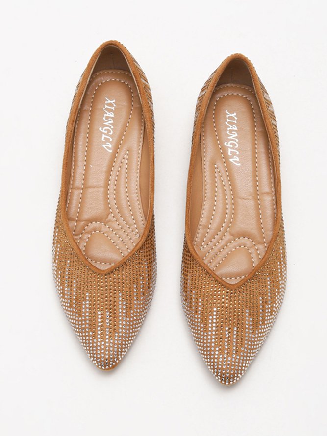 Women's Shining Rhinestone Party Slip On Flat Shoes