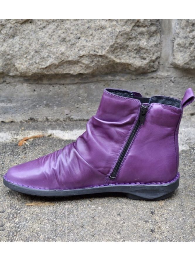 Women Winter Daily Casual Zipper Flat Heel Plain Blue Boots