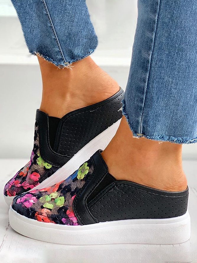 Floral Mesh Hollow Out Inner Height Increasing Shoes
