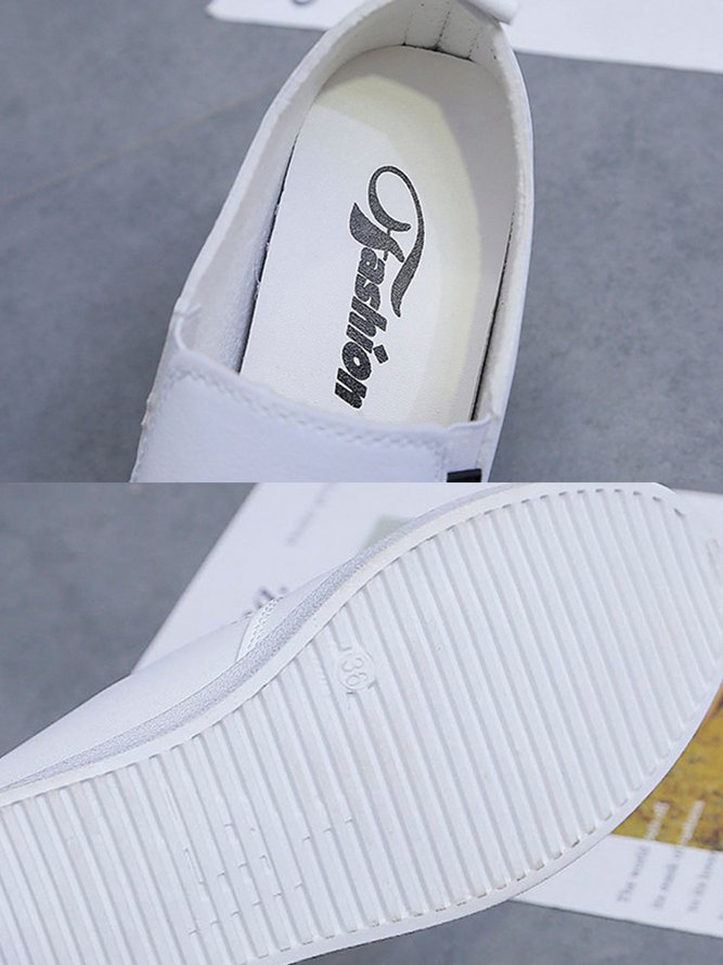 Letter Patched Slip On Wedge Shoes