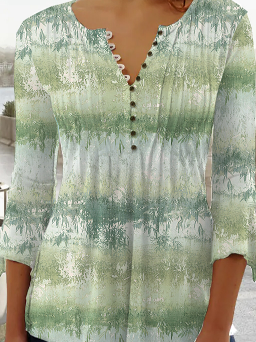 Vacation Crew Neck Regular Fit Leaf Top