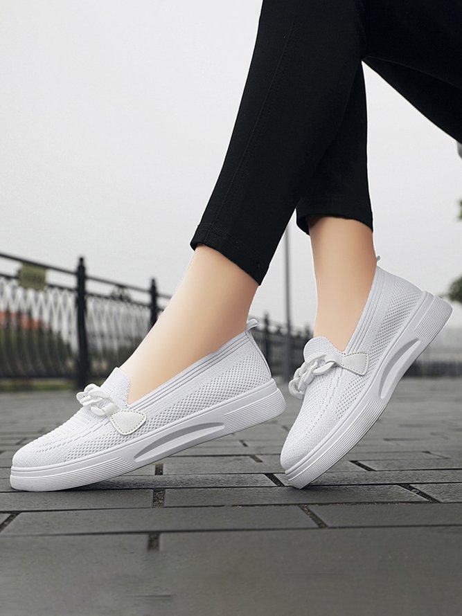 Breathable Chain Decor Casual Mesh Fabric Flat Loafers