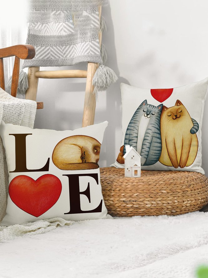 Love Cat Valentine's Day Home Living Room Bedroom Pillowcase