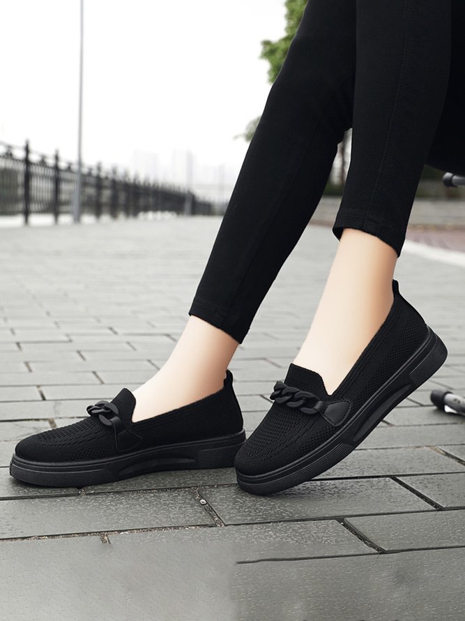 Breathable Chain Decor Casual Mesh Fabric Flat Loafers
