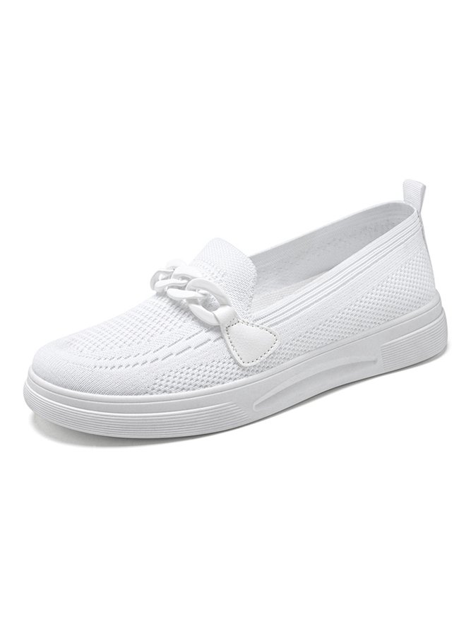 Breathable Chain Decor Casual Mesh Fabric Flat Loafers