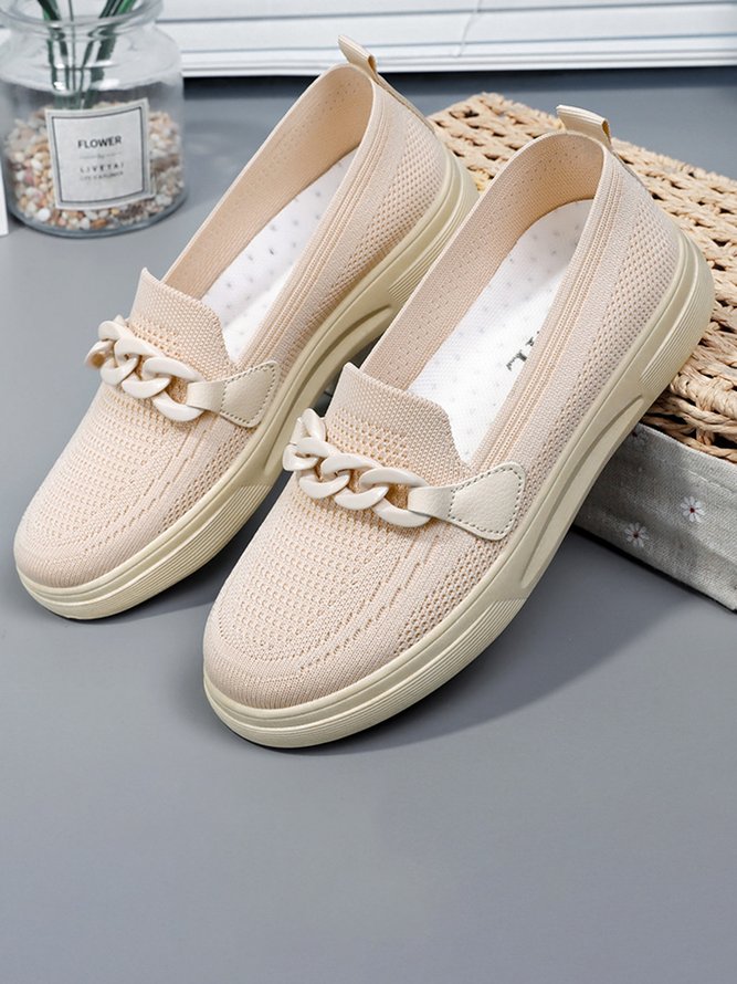 Breathable Chain Decor Casual Mesh Fabric Flat Loafers