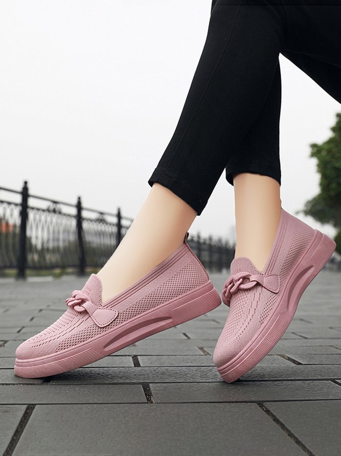 Breathable Chain Decor Casual Mesh Fabric Flat Loafers