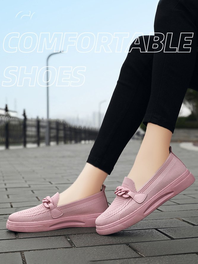 Breathable Chain Decor Casual Mesh Fabric Flat Loafers