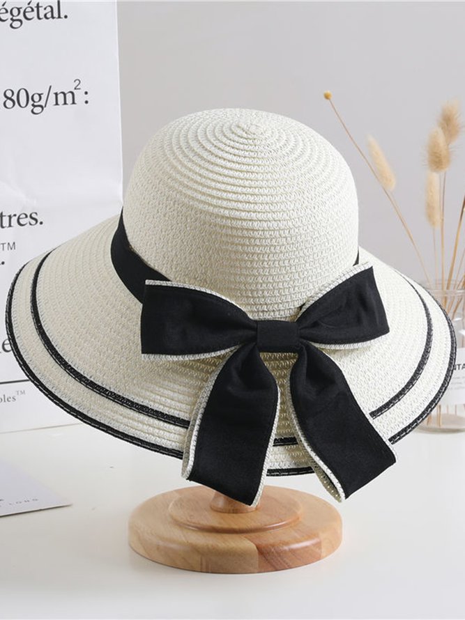 Large edge sun protection sunshade bow sun hat