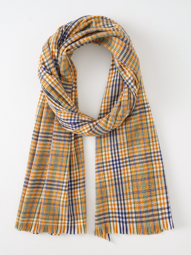 Casual Two-color Striped Plaid Scarf Daily Commuting Coat Sweater Matching Accessories