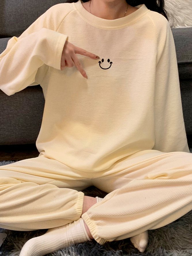 Comfortable and Soft Tops Pants Homewear Two-piece Set Plus Size