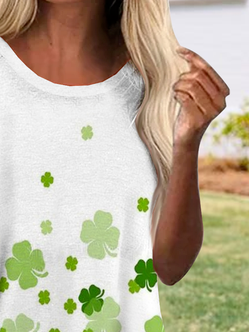 Women's Crew Neck Four-Leaf Clover Knitted Casual Top