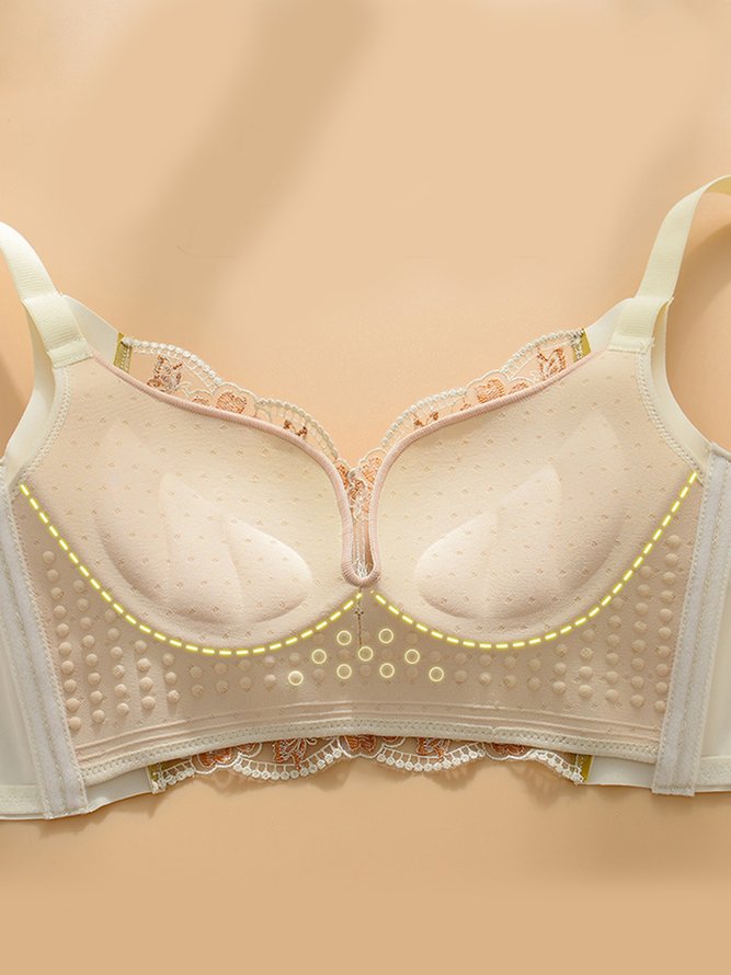 Lace Floral Butterfly Embroidery Push Up Wireless Bra Plus Size