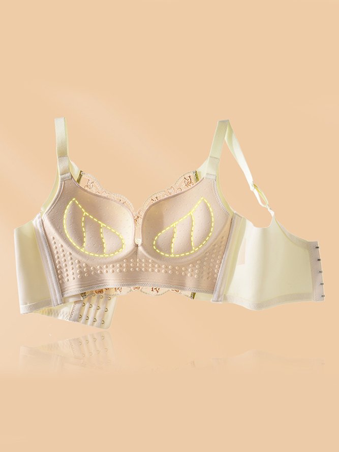 Lace Floral Butterfly Embroidery Push Up Wireless Bra Plus Size